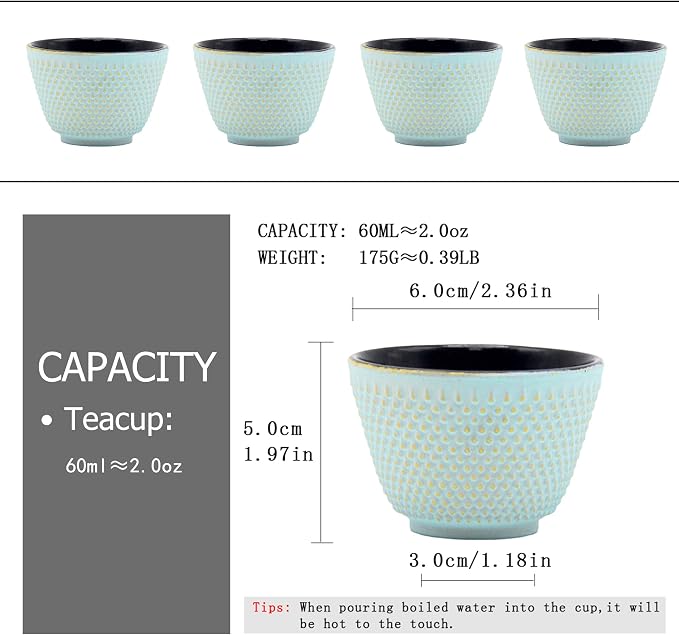 Japanese Cast Iron Tea Cups, Small and Heavy Teacups - Image 2