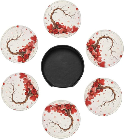 Love Hearts Tree of Life Leather Coasters Set of 6 - Image 5