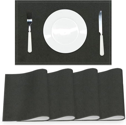 Black Placemats Set of 4 for Dining Table Solid Color Place Mats Washable Rectangular Table Mats for Party Home Kitchen Restaurant Decor 12x18 Inch