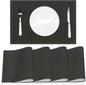 Black Placemats Set of 4 for Dining Table Solid Color Place Mats Washable Rectangular Table Mats for Party Home Kitchen Restaurant Decor 12x18 Inch