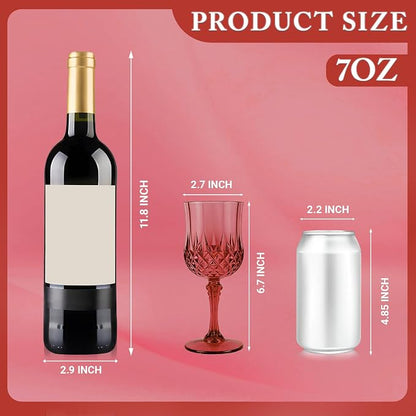 24Pack Plastic Wine Glasses, 7oz Vintage Goblets - Image 2