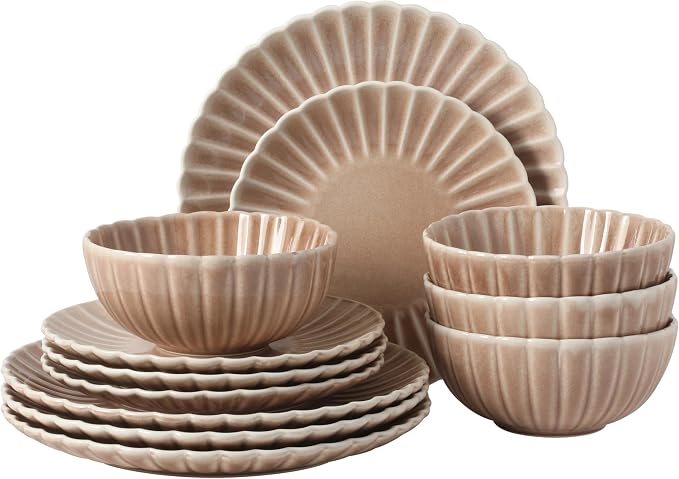 Gibson Elite Peach Orchard 12-Piece New Bone China Dinnerware Set Service by GibsonHomewares