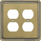 Henne Bery Rope Edge Decorative Wall Plate Switch Plate Outlet Cover (Double Duplex, Antique Brass)