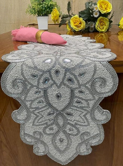 Beaded Table Runner Decorative Hand Glitz Rustic Farmhouse - Image 4