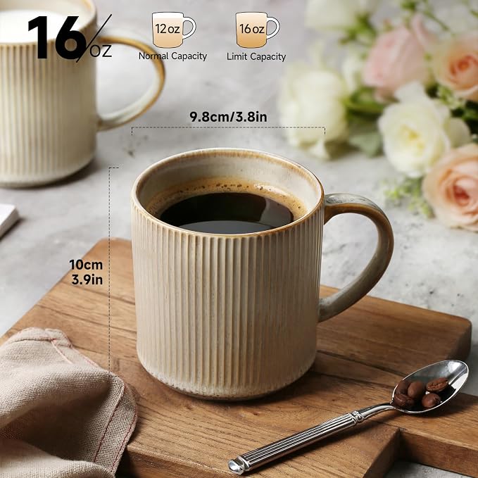 MONITO Coffee Mugs Set of 6, 16 oz Mugs Set, Ceramic Coffee Cups - Image 3