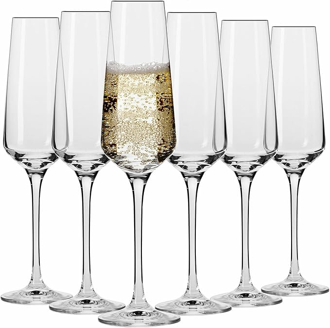 KROSNO Crystal Champagne Flute Glass | Set of 6 | 6.1 oz | Avant-Garde by Krosno
