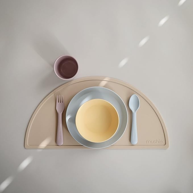 mushie Round Dinnerware Bowls for Kids | Made in Denmark, Set of 2 (Daffodil)