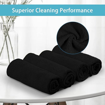 HOMEXCEL Black Microfiber Cleaning Cloth, 50 Pack Cleaning Towels for Kitchen, Lint Free, Scratch-Free, Highly Absorbent, and Reusable Cleaning Rags for House, Window and Glass, Cars, 11.5 X11.5 inch
