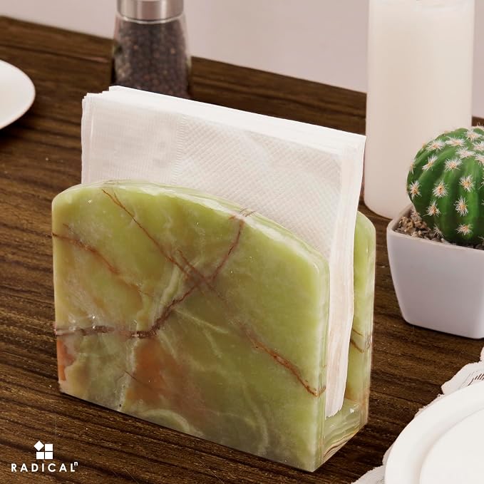 Radicaln Marble Napkin Holder 5.5" Inches Green Onyx Handmade Simple Modern - Image 5