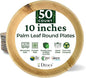 Dtocs Palm Leaf Plates 10 Inch Round (50) | Bamboo Plates Disposable Like Compostable Dinnerware Set for Party, Dinner, Serving Platters, Charcuterie Boards | Alternate to Plastic, Wood, Paper Plate
