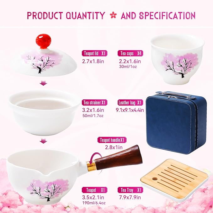 Japanese Tea Set Chinese Gongfu Tea Set, Portable Teapot Set - Image 4