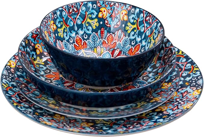 Plates and Bowls Set, Service for 4, 16 Pieces Ceramic Dinnerware Set, - Image 7