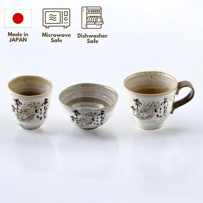 Japanese Tea Cups Handleless Coffee Mugs 6.4 oz Set of 4 | Mino Yaki ceramic - Image 8