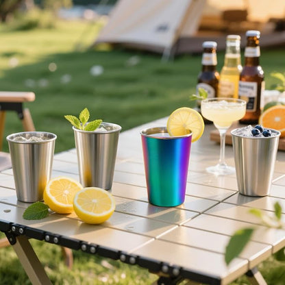 8oz Stainless Steel Pint Cups, Stackable Metal Drinking Glasses | Stainless - Image 6