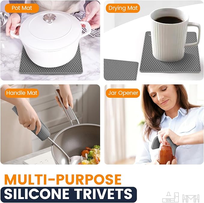 Silicone Trivet Mats 4 Heat Resistant Pot Holders Multipurpose Non-Slip Hot Pads - Image 3