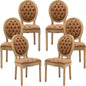Vintage French Dining Chairs Set of 6, Round Back PU Leather Upholstered Accent Chairs with Nailhead Trim and Solid Wood Frame, Farmhouse Sillas de Comedor for Dining Room & Kitchen, Whiskey Brown