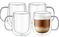 CNGLASS Large Double Wall Glass Coffee Mug 15.2oz, Cappuccino, Tea Bag by CNGLASS