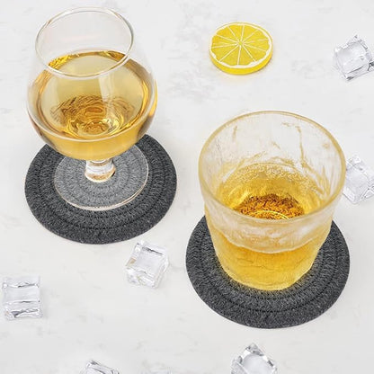 ABenkle Woven Coasters for Drinks Set of 6, Boho Absorbent Drinking Coaster - Image 5