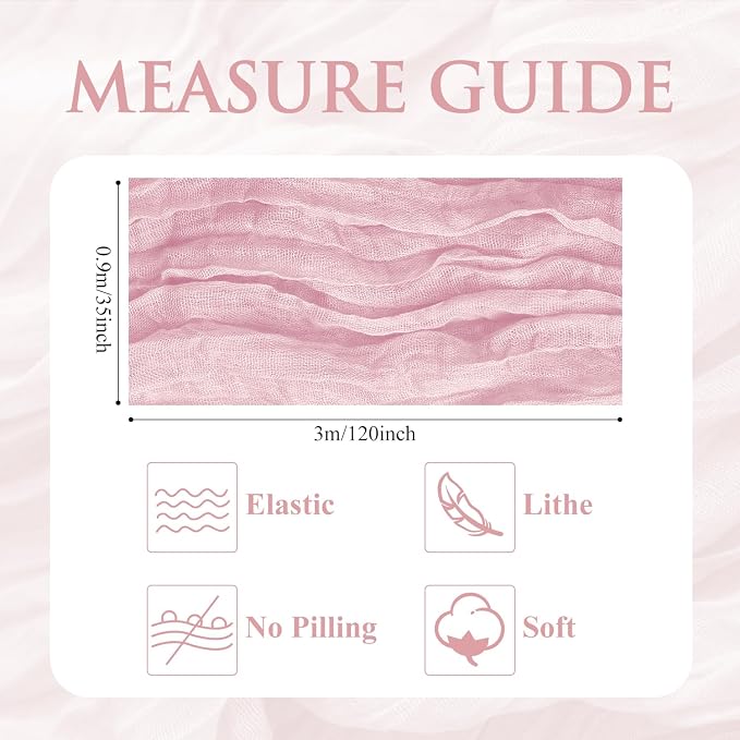 Cheesecloth Table Runner 10FT 12Pcs Blushing Pink Boho Gauze Runners | Cheese - Image 2