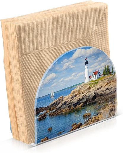 Napkin Holder, Lighthouse on Beach Napkin Holder by WELLDAY