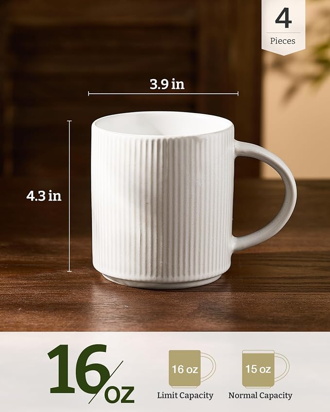 famiware Coffee Mug Set for 4, Star 16 oz Catering Mugs Cup Set - Image 4