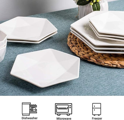Delling Appetizer Plates Set - Porcelain 7 inch White Dessert/Serving/Salad Plates - Dinnerware Dishes Set for Snacks, Pasta, Side Dishes - Set of 6