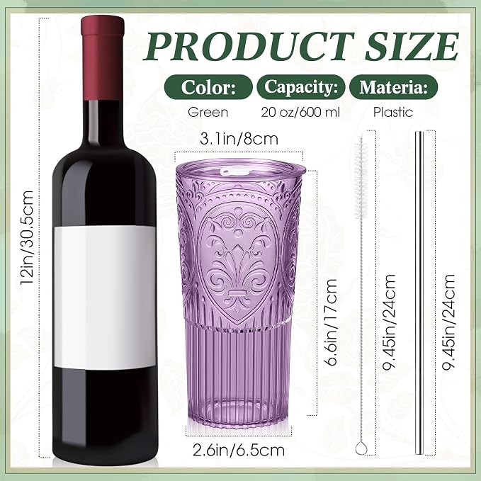 2 Set 20oz Vintage Plastic Tumbler - Image 2