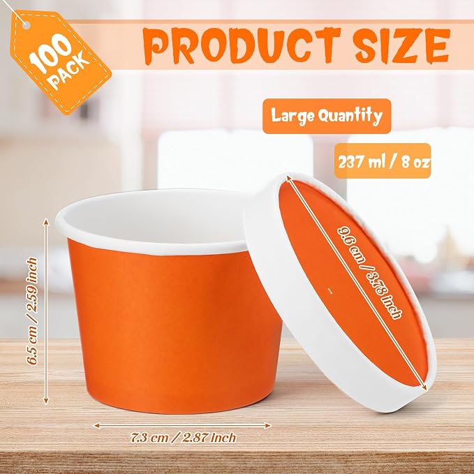 Fulmoon 100 Pack Paper Soup Containers - Image 2