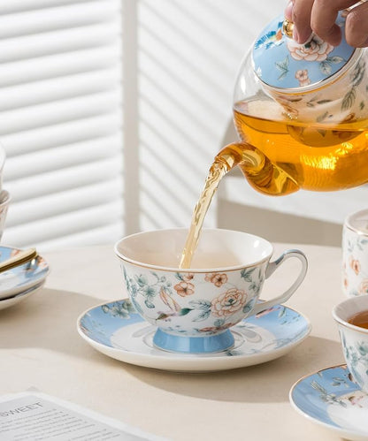 Jusalpha Porcelain Tea Set, 4 Cups and Saucers - Image 5