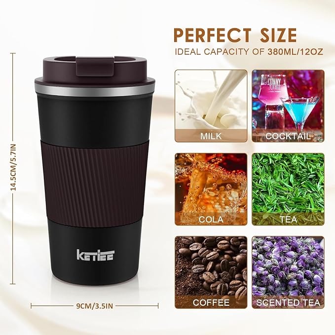 KETIEE Travel Mug, 12oz Insulated Coffee Cup - Image 5