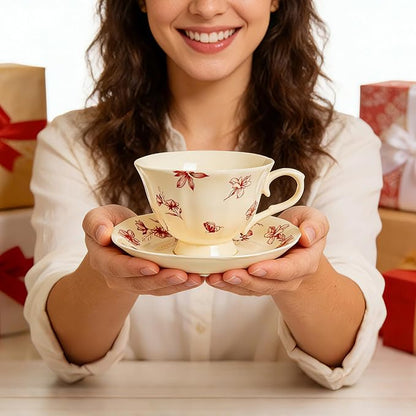 Vintage Fancy Porcelain Tea Cup and Saucer Set - Image 2