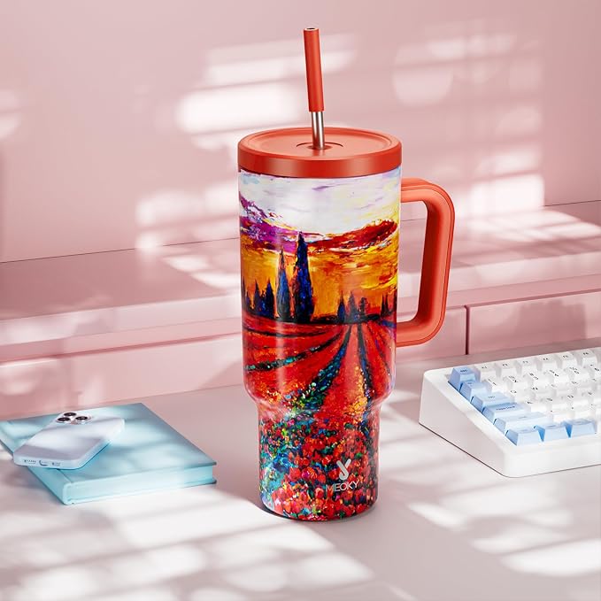 Meoky 40 oz Tumbler with Handle and Straw: Stainless Steel Insulated Tumbler - Image 7