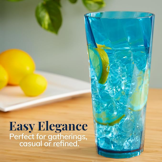 US Acrylic Optix Plastic Reusable Drinking Glasses 26oz Iced-Tea Cups in Jewel - Image 5