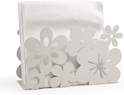Mango Steam Tabletop Napkin/Tissue & Letter Holder For Home, Kitchen, Restaurants (Flower, White)