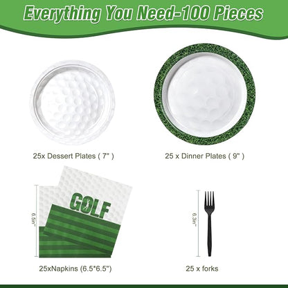 100 Pcs Disposable Golf Party Tableware Set - Image 2