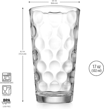 Home Essentials & Beyond Drinking Glasses Set of 4 Highball Glass Cups Bar Glasses, Uses for Juice, Water, Cocktails, Beverages, and Iced Tea. Dishwasher Safe