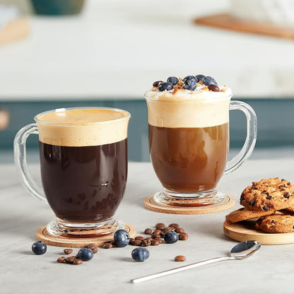 Mfacoy Glass Coffee Mugs Set of 4, Cappuccino, Espresso Coffee, Glass Coffee - Image 6