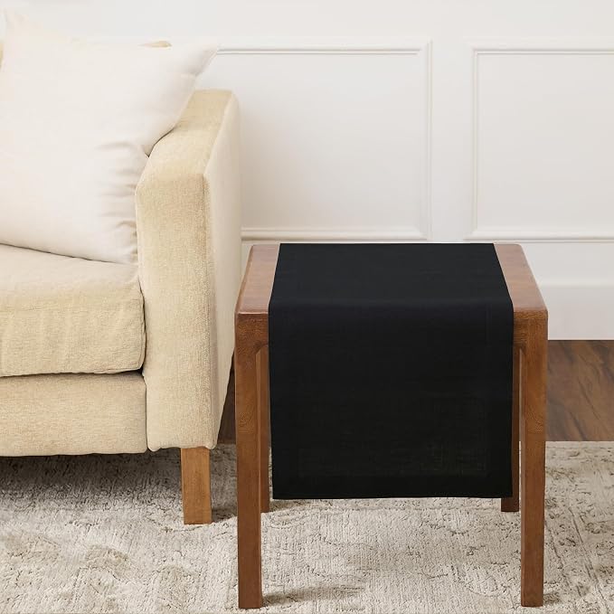 Solino Home 100% Linen Dining Table Runner Black Woven, Fete 14 x 36 in | Table by SolinoHome