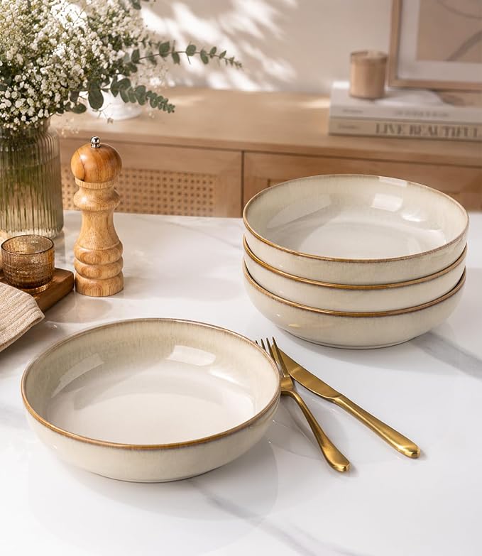 GBhome 8.75'' Large Pasta Bowls, 38oz Stoneware Pasta Serving Bowls Set of 4 - Image 7
