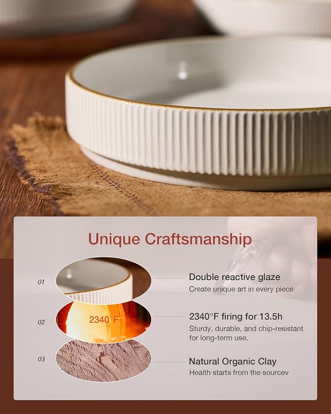 famiware Star 8.25" Pasta Bowls Set of 8, Bowl Plates, Salad Bowls - Image 5