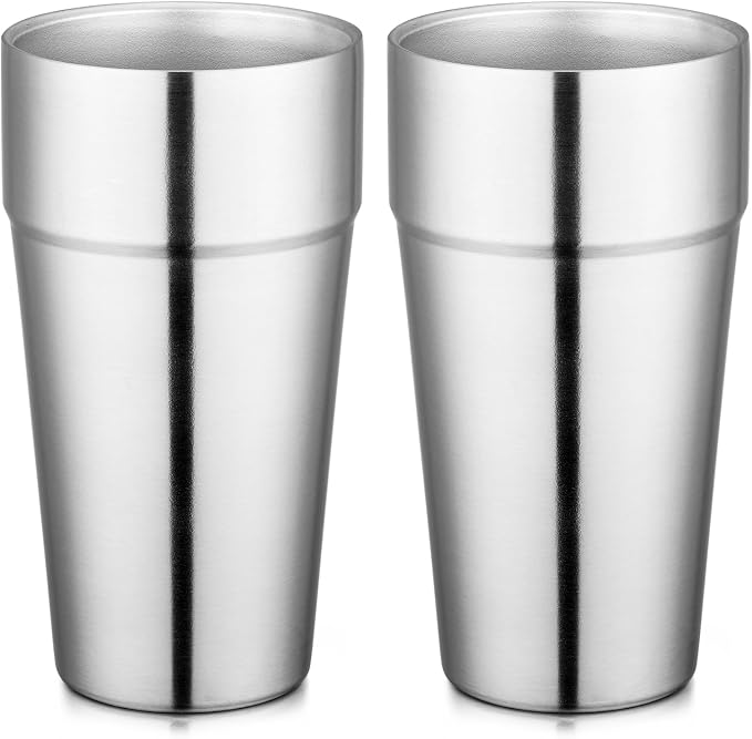Beasea Stainless Steel Cups 19 oz, 2 Pack Large 18.6oz 550ml Stackable by Beasea