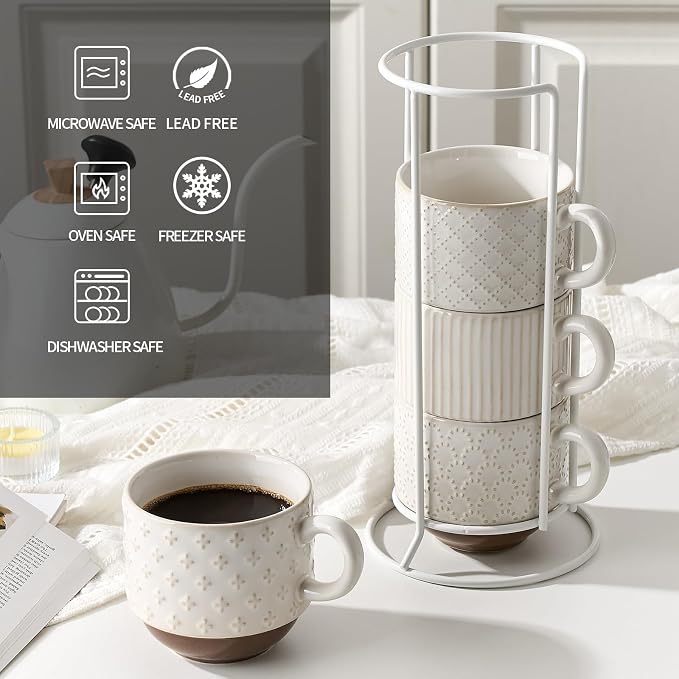 Large Ceramic Coffee Mug Set of 4 - Image 5