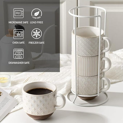 Large Ceramic Coffee Mug Set of 4 - Image 5
