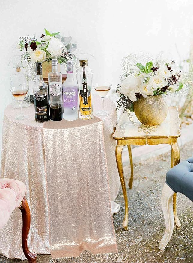 ShinyBeauty 12x72-Inch Rectangle-Champagne-Sequin Table Runner- - Image 2