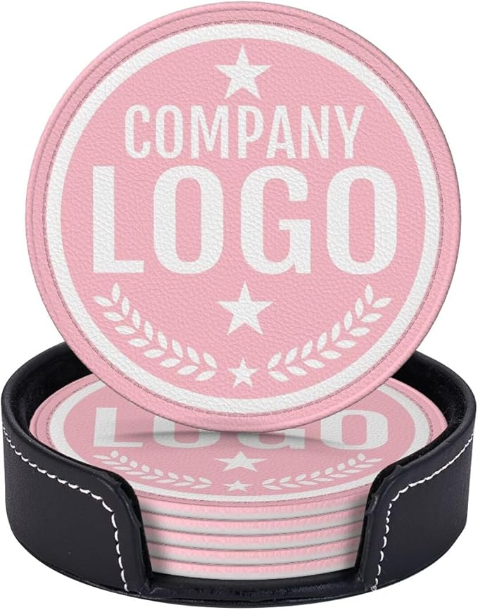 Custom Leather Coasters with Logo by Handmade