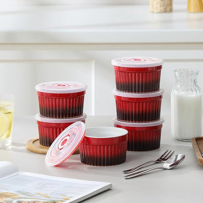 vancasso 6 oz Ramekins with Lid, Porcelain Creme Brulee Souffle Dishes - Image 8