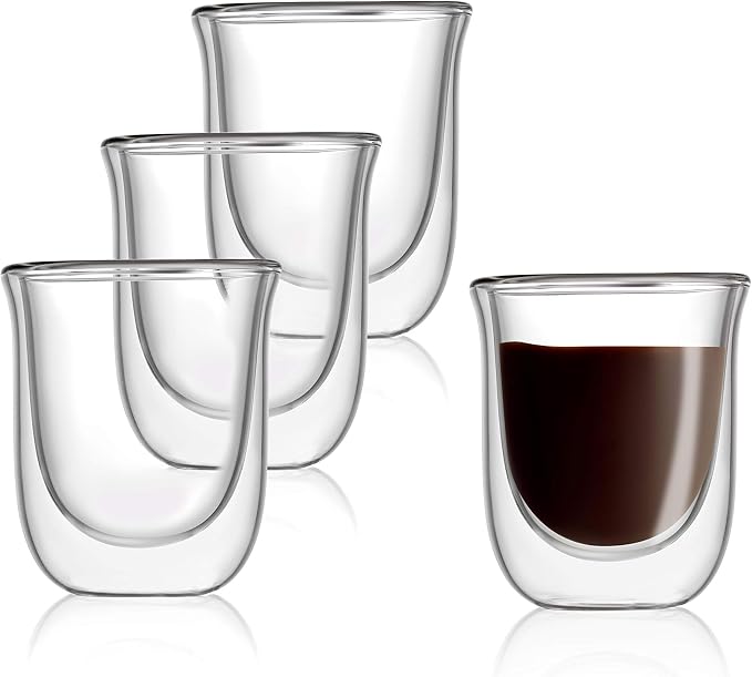 JoyJolt Javaah Double Walled Espresso Glasses Espresso Cups Set of 4 | 2-Ounces - Image 2