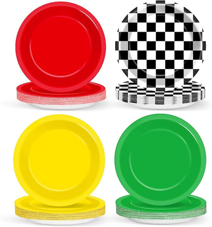 48Pcs Race Car Party Decorations Supplies Red Green Yellow Dinnerware by ojustbeok