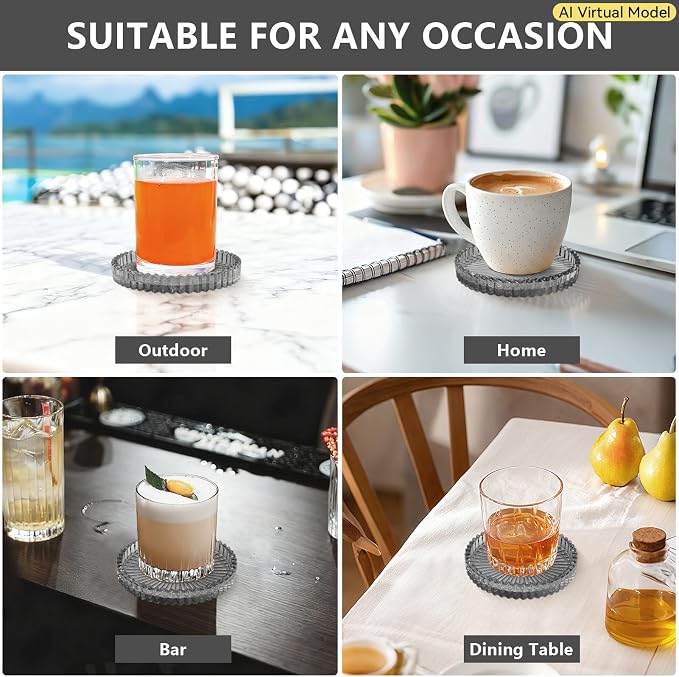 VIBRATITE 4 Inch Glass Coasters Set of 4, Crystal-Like Appearance - Image 7