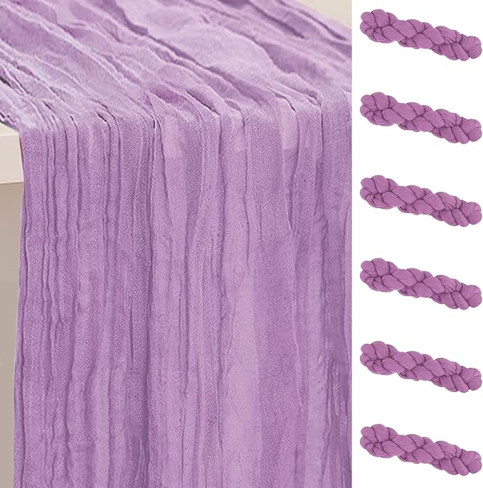 6 Pack Lilac Cheesecloth Table Runner 35x120 Inch 10Ft Rustic Gauze Cheese by SuBleer
